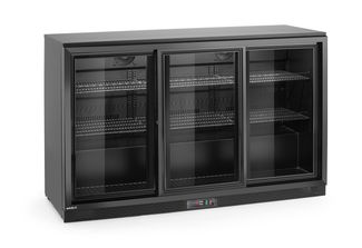 Frigorífico para trasera de barra con tres puertas correderas, Arktic, 308L, Negro, 230V/160W, 1350x520x(H)865mm