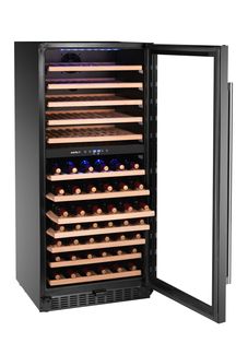 Wine cooler, 2-zone, 124 bottles, Arktic, 265L, Black, 570x595x(H)1400mm 1