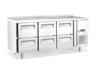 Refrigerated counter, 6 drawers, Arktic, With backsplash, 135L, Silver, 230V/400W, 1795x700x(H)840mm 2
