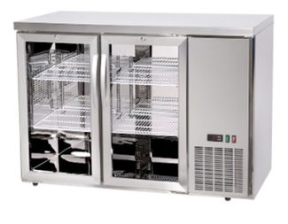 Chłodnicza lada barowa, szklane drzwi, Arktic, 4 półki, 283L, srebrny, 230V/185W, 1217x631x(H)865mm 1