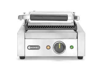 Jednoduchý kontaktný gril, HENDI, drážkovaný vrch a spodok, 230V/1800W, 310x426x(H)210mm