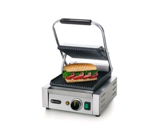 Contact grill – single version, HENDI, ribbed top and bottom, 230V/1800W, 310x375x(H)216mm 1
