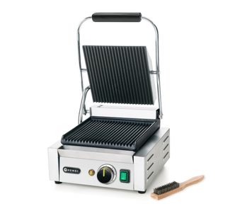 Contact grill – single version, HENDI, ribbed top and bottom, 230V/1800W, 310x375x(H)216mm 1