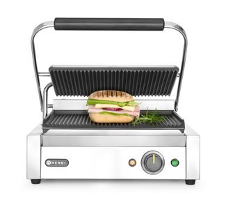 Contact grill Panini, HENDI, ribbed top and bottom, 230V/2200W, 430x375x(H)216mm 1