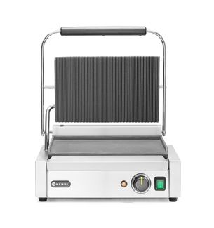 Contact grill Panini, HENDI, ribbed top and smooth bottom, 230V/2200W, 430x375x(H)216mm