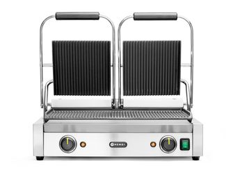 Grill kontaktowy podwójny Ryflowany, HENDI, góra i dół ryflowane, 230V/3600W, 570x375x(H)216mm