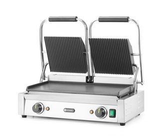 Grill kontaktowy podwójny, HENDI, góra ryflowana , dół gładki, 230V/3600W, 570x375x(H)216mm