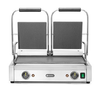 Contact grill - double version, HENDI, ribbed top and smooth bottom, 230V/3600W, 570x375x(H)216mm
