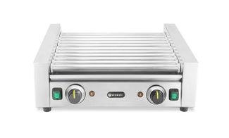Podgrzewacz rolkowy do parówek dwustrefowy, HENDI, 11 rolek, srebrny, 230V/980W, 566x527x(H)192mm, Prostokątny 1