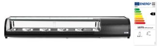 Sushi display, Arktic, Containers included: 5x GN 1/2 (H)40 mm., Black, 220-240V/190W, 1800x420x(H)265mm 1
