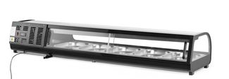 Sushi display, Arktic, Containers included: 5x GN 1/2 (H)40 mm., Black, 220-240V/190W, 1800x420x(H)265mm 1
