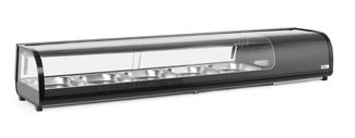 Sushi display, Arktic, Containers included: 5x GN 1/2 (H)40 mm., Black, 220-240V/190W, 1800x420x(H)265mm 1