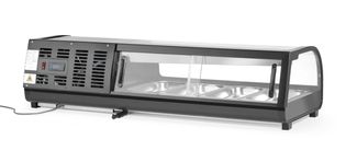 Suši vitrina, Arktic, Į rinkinį įtrauktos talpyklos: 4x GN 1/3 (H) 40 mm., GN 1/3, Juodas, 230V/190W, 1177x426x(H)296mm