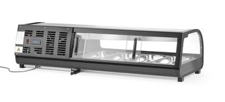 Witryna chłodnicza do sushi, Arktic, W zestawie pojemniki: 4x GN 1/3 (H) 40 mm., GN 1/3, czarny, 220-240V/190W, 1177x426x(H)296mm 1
