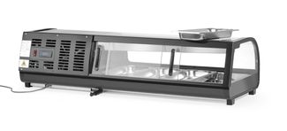 Witryna chłodnicza do sushi, Arktic, W zestawie pojemniki: 4x GN 1/3 (H) 40 mm., GN 1/3, czarny, 220-240V/190W, 1177x426x(H)296mm 1