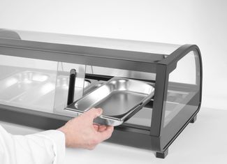 Witryna chłodnicza do sushi, Arktic, W zestawie pojemniki: 4x GN 1/3 (H) 40 mm., GN 1/3, czarny, 220-240V/190W, 1177x426x(H)296mm 1