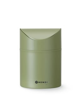 Tabletop litter bin with swing cover, HENDI, 1,2L, Green, ⌀120x(H)165mm 1