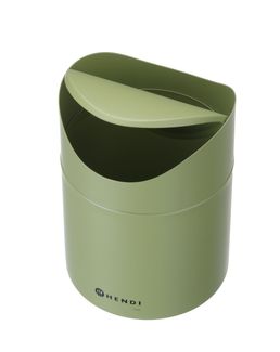 Tabletop litter bin with swing cover, HENDI, 1,2L, Green, ⌀120x(H)165mm 3