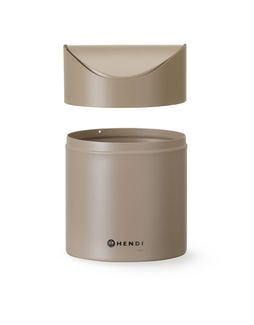 Tabletop litter bin with swing cover, HENDI, 1,2L, Beige, ⌀120x(H)165mm 4