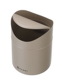 Tabletop litter bin with swing cover, HENDI, 1,2L, Beige, ⌀120x(H)165mm 3