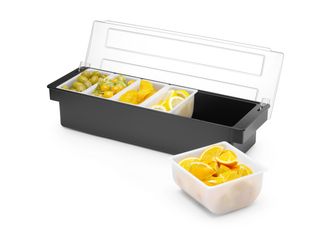 Condiment holder - 5 containers, BarUp, Black, 480x150x(H)100mm 1