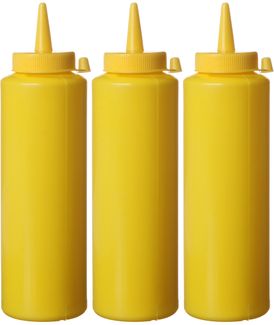 Spenderflaschen, 3er Set, HENDI, 0,7L, Gelb, 3 Stk., ⌀70x(H)240mm