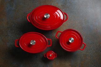 Cast iron casserole enamelled, HENDI, 3,7L, Red, 317x240x(H)105mm, Round 4