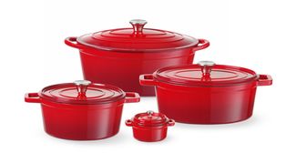 Cast iron casserole enamelled, HENDI, 0,27L, Red, 130x100x(H)48mm, Round 1