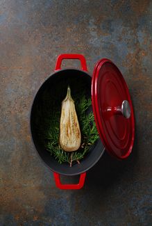 Cast iron casserole enamelled, HENDI, 4,4L, Red, 365x290x(H)115mm, Oval 3