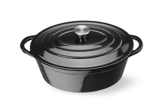 Garnek żeliwny emaliowany, HENDI, 6,88L, czarny, 405x255x(H)134mm, Owalny 1