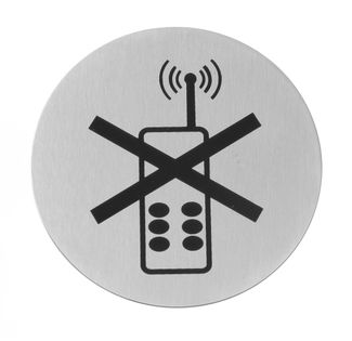 Tabliczka informacyjna na drzwi, HENDI, zakaz używania telefonów komórkowych, ⌀75mm
