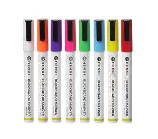 Blackboard markers 3 mm, HENDI, 1 white, 1 red, 1 blue, 1 green, 1 yellow, 1 purple, 1 orange and 1 pink marker 1