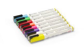 Blackboard markers 3 mm, HENDI, 1 white, 1 red, 1 blue, 1 green, 1 yellow, 1 purple, 1 orange and 1 pink marker 1