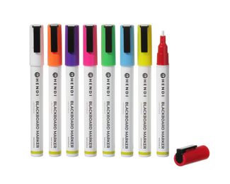 Blackboard markers 3 mm, HENDI, 1 white, 1 red, 1 blue, 1 green, 1 yellow, 1 purple, 1 orange and 1 pink marker 1
