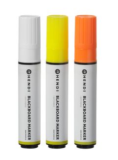 Blackboard markers 15 mm, HENDI, 1 white, 1 orange and 1 yellow marker, 3 pcs 3