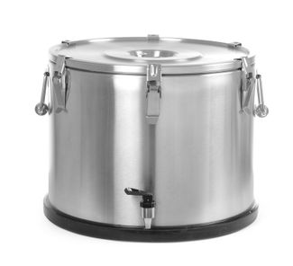 Termos do transportu żywności – z kranem, HENDI, Profi Line, 50L, srebrny, ⌀480x(H)380mm