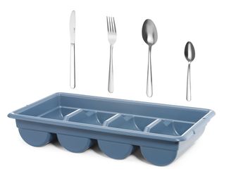 Cutlery set with tray, HENDI, Blue, 525x300x(H)95mm, Rectangular 4