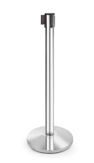 Retractable belt barrier silver, HENDI, post + base, ⌀360x(H)1010mm 1