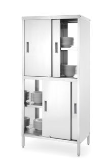 Armario de paso con separación y puertas correderas, atornillado, HENDI, Kitchen Line, 1000x600x(H)1800mm
