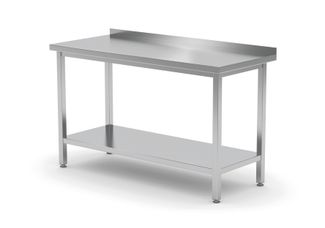 Wandtisch mit Ablage – verschraubt, Tiefe 600 mm, HENDI, Profi Line, 1000x600x(H)850mm