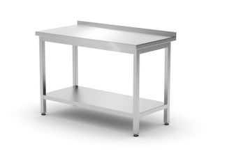 Wandtisch mit Ablage – verschraubt, Tiefe 600 mm, HENDI, Profi Line, 1200x600x(H)850mm