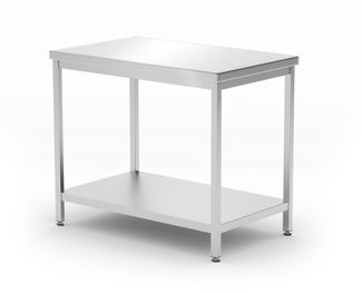 Stół centralny z półką – skręcany, głębokość 600 mm, HENDI, Profi Line, 1000x600x(H)850mm