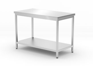 Mitteltisch mit Ablage – verschraubt, Tiefe 600 mm, HENDI, Profi Line, 1200x600x(H)850mm