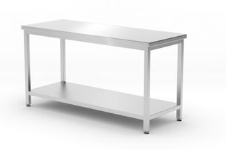 Central table with shelf – bolted, depth 600 mm, HENDI, Profi Line, 1600x600x(H)850mm