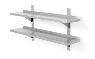 Kahekordne seinariiul, reguleeritav, 2 klambriga, HENDI, 1200x300x(H)600mm