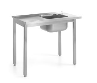 Stalas su kriaukle indaplovėms – susukamas varžtais, HENDI, Kitchen Line, 1000x600x(H)850mm