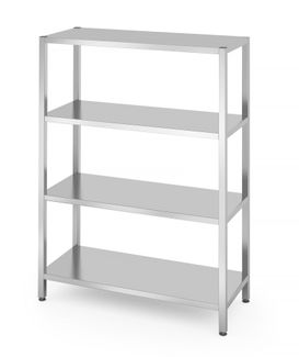 Skladovací regál so 4 plnými policami – skrutkový, HENDI, Kitchen Line, 1200x500x(H)1800mm