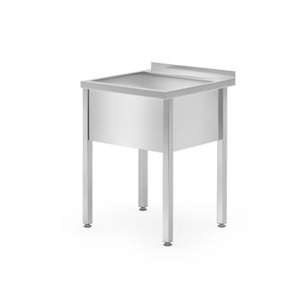 Galds ar vienu mazgāšanas izlietni– metināts, HENDI, Profi Line, 600x600x(H)850mm