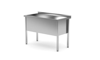 Stôl s jedným drezom – zváraný, hĺbka 600 mm, výška komory 400 mm, HENDI, Profi Line, 1200x600x(H)850mm