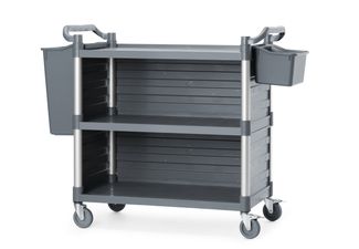 3-shelf polypropylene service cart, large, AmerBox, Includes shelf side panels, 1010x500x(H)960mm 3